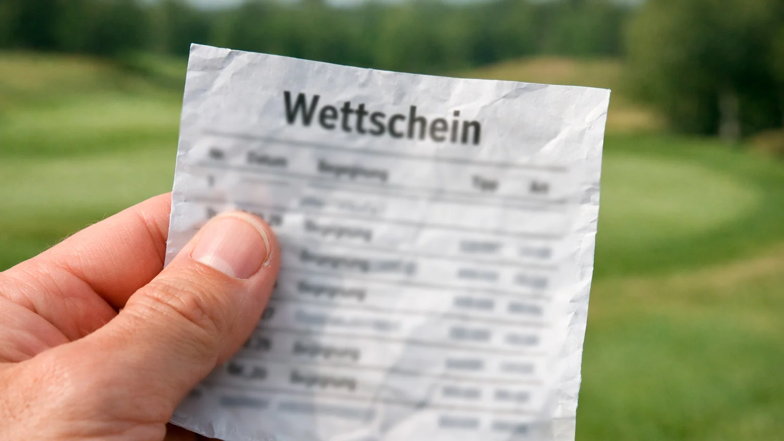 Wettschein mit mehreren Golf-Tipps auf einem Tisch – Golf Kombiwetten Strategien