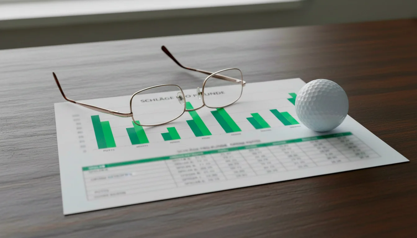 Statistik-Dokument mit Golf-Leistungsdaten auf einem Tisch – Golf Statistiken Wetten