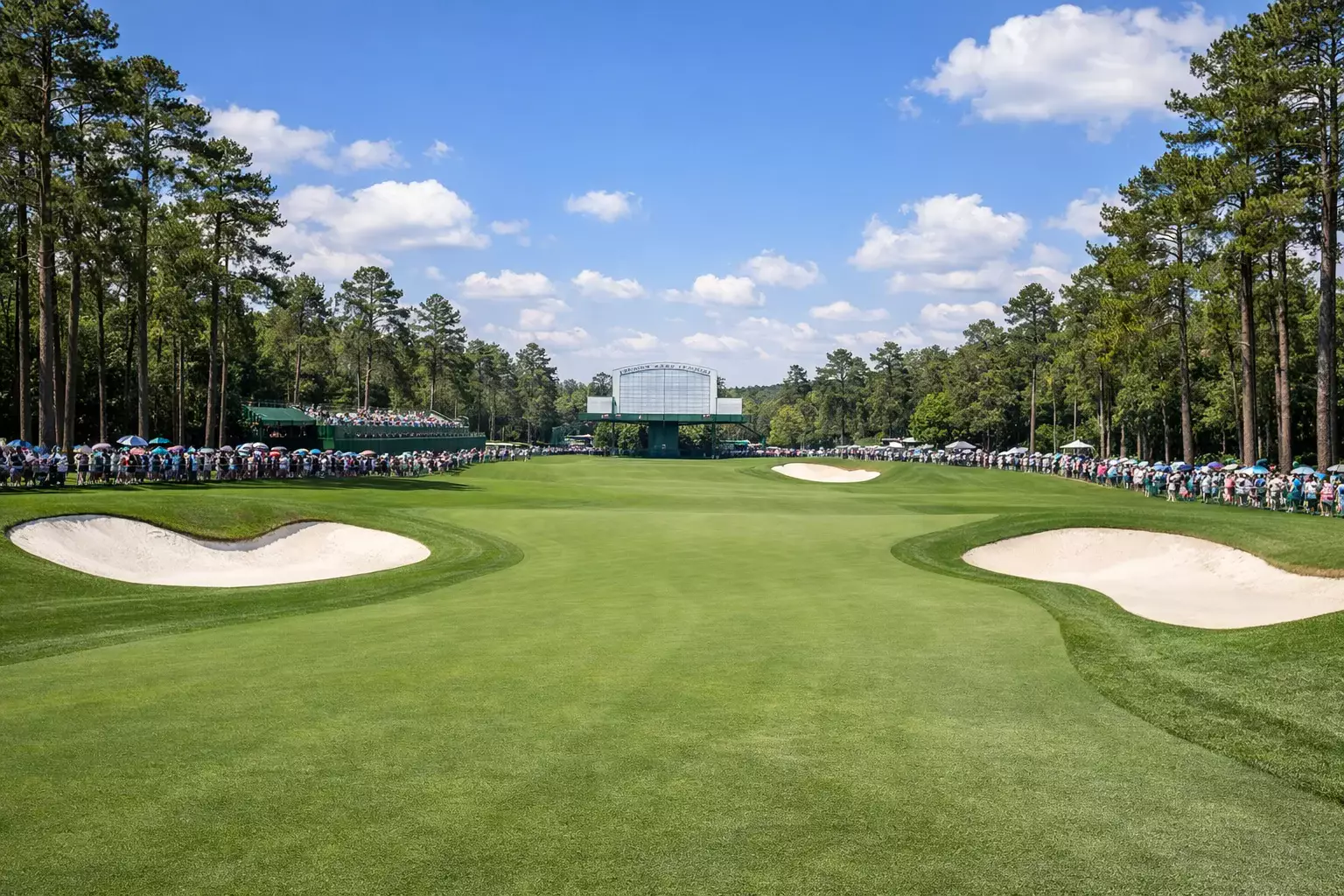 Augusta National Golfplatz beim Masters Tournament mit Zuschauertribüne