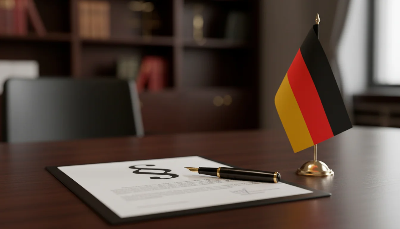 Dokument mit Paragraphenzeichen auf einem Schreibtisch – Golfwetten Glücksspielrecht Deutschland