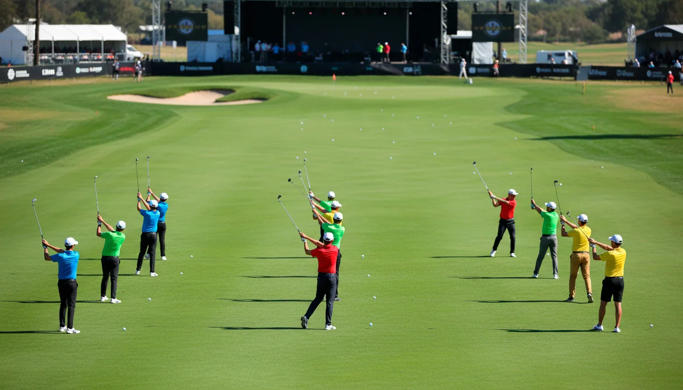 Golfspieler beim Shotgun-Start auf dem Golfplatz – LIV Golf Wetten Format