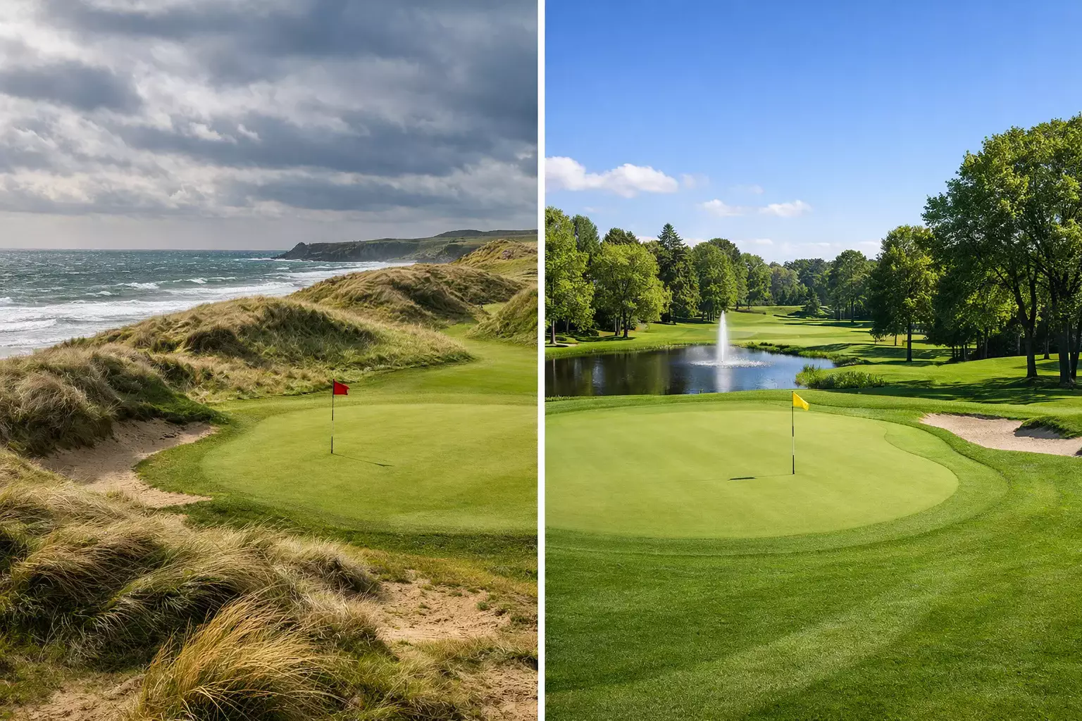 Verschiedene Golfplatztypen - Links und Parkland