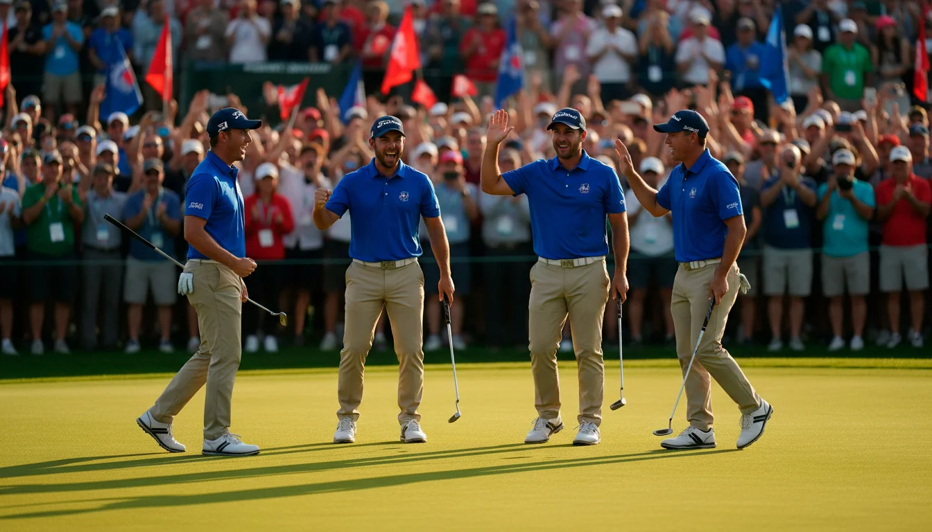 Golfer im Teamtrikot feiern beim Ryder Cup – Ryder Cup Wetten Strategien