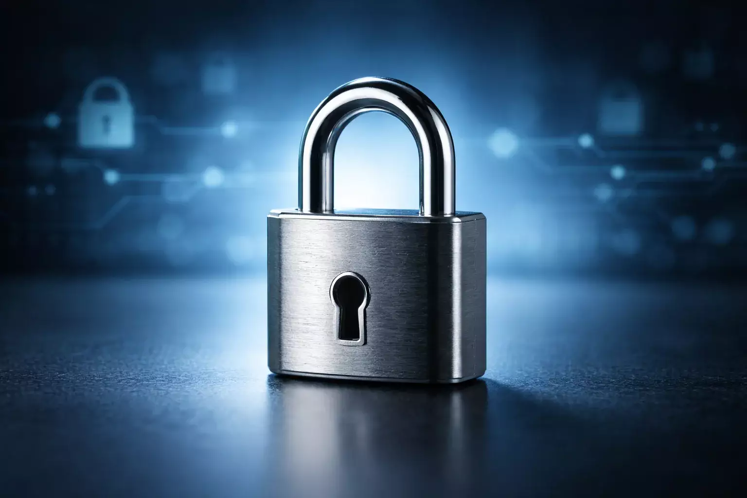Sicherheitsschloss-Symbol auf digitalem Hintergrund