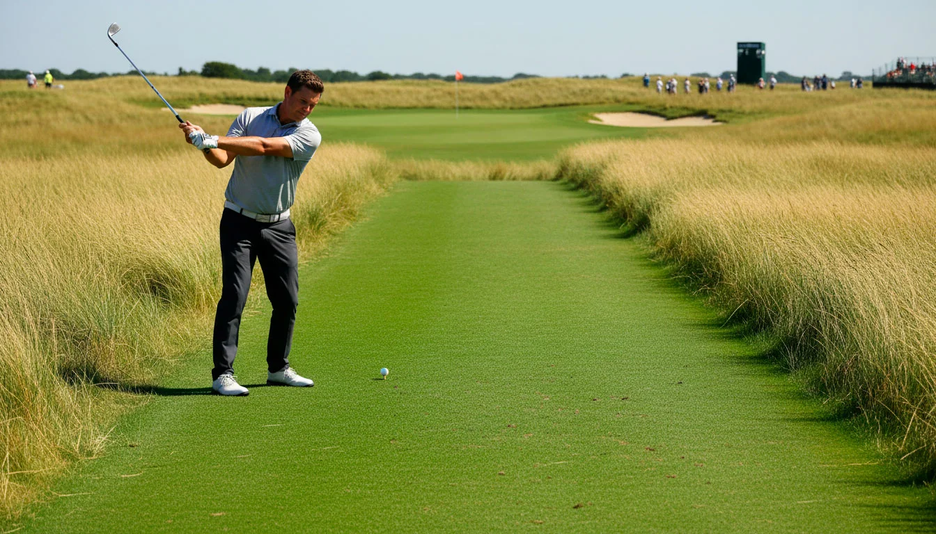 Golfspieler spielt aus dem hohen Rough bei der US Open – US Open Wetten Golf