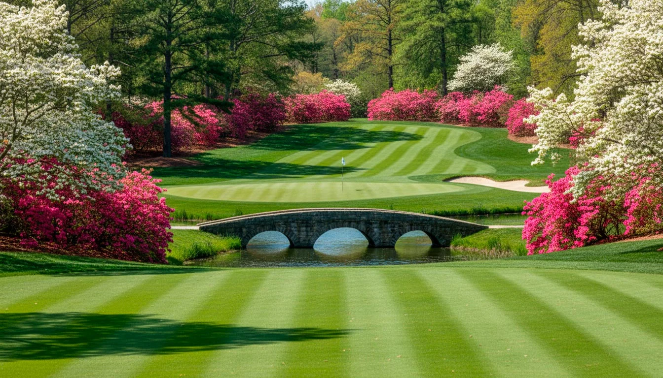 Blick auf die Spielbahn von Augusta National im Frühling – Masters Wetten Tipps